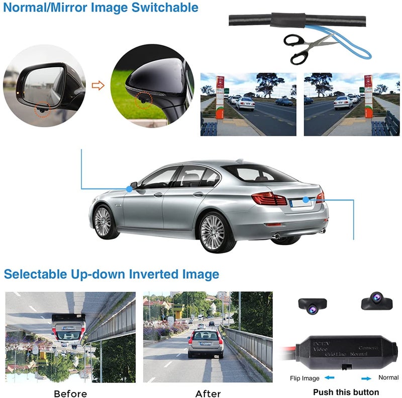 PARKVISION Mini Car Side View Camera/Rear View Camera/Front View Camera with Rotatable Lens,Paste Installation,Upside Down Flip Image Function Without Guideline - Image 3